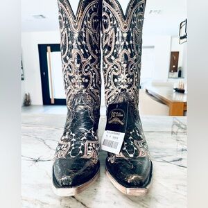 JB Dillon cowboy boots -dark brown/ cream stitching size 6.5 - 🤠 ($299 retail)